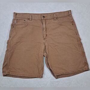 Carhartt Carpenter Work Shorts Men's 40 Tan "2 Hammer Loops" 7-Pocket 9" Inseam